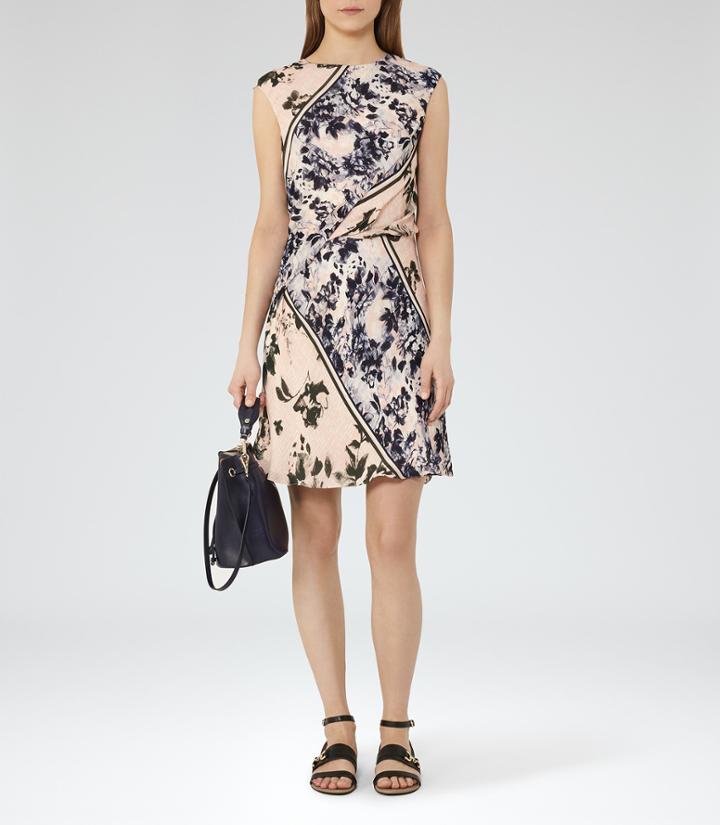 Reiss Celia - Womens Printed Silk Dress In Red