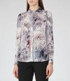 Reiss Mia - Printed Shirt In Grey, Womens, Size 0