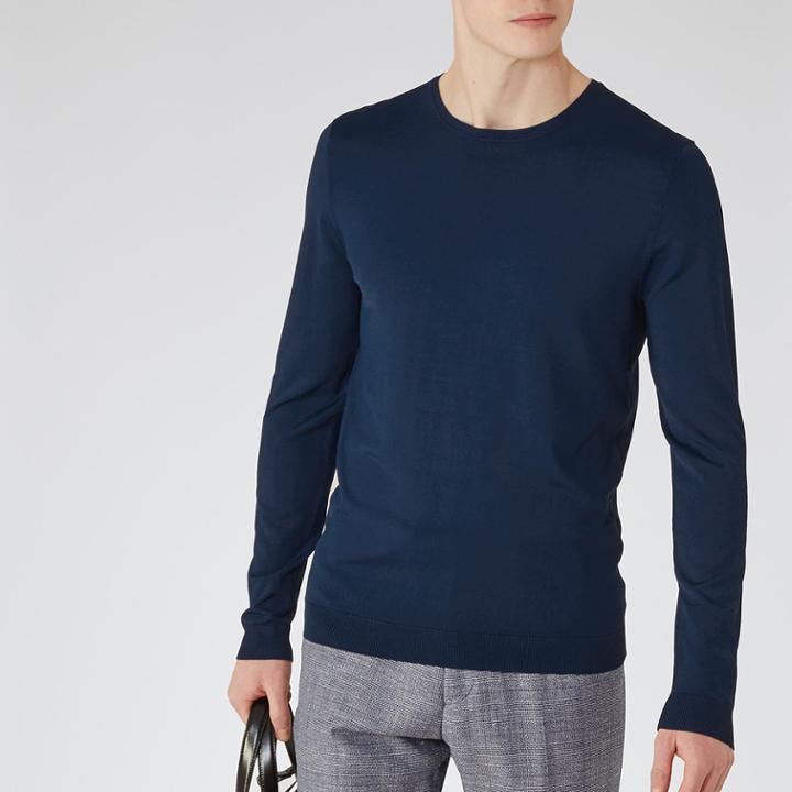 Reiss Sardinia - Mens Lightweight Crew-neck Jumper In Blue