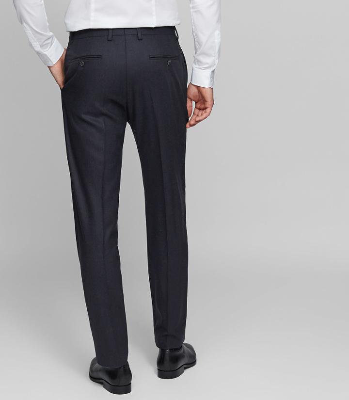 Reiss Norona T - Flannel Wool Trousers In Blue, Mens, Size 28