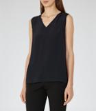 Reiss Fierce - Womens Silk-front Tank Top In Blue, Size S