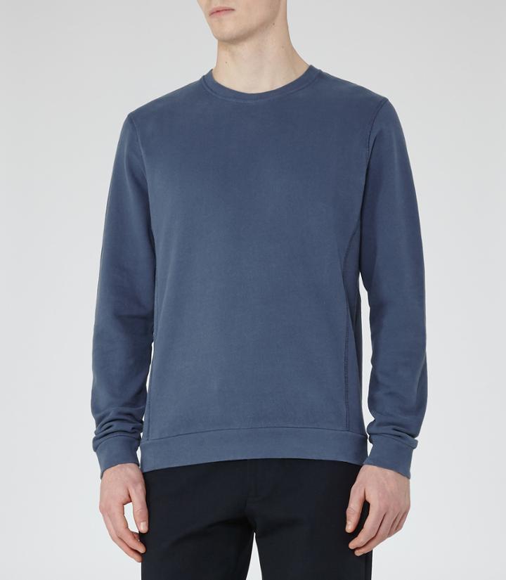 Reiss Fenton - Mens Brushed Cotton Sweatshirt In Blue, Size M