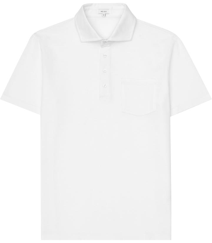 Reiss Spirito - Mens Pique Cotton Polo Shirt In White, Size S
