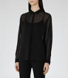 Reiss Gemini - Womens Sheer Shirt In Black, Size 4