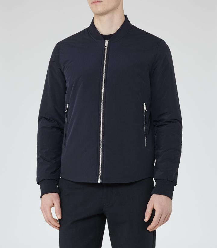 Reiss Cherry - Mens Zip Bomber Jacket In Blue, Size Xs