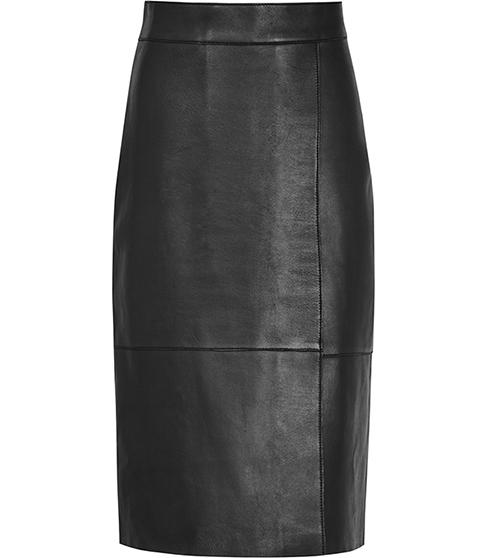 Reiss Feather Bonded Leather Skirt