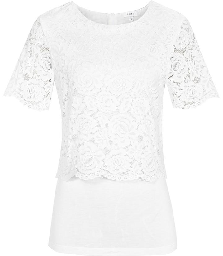 Reiss Anita - Womens Layered Lace Top In White, Size Xs