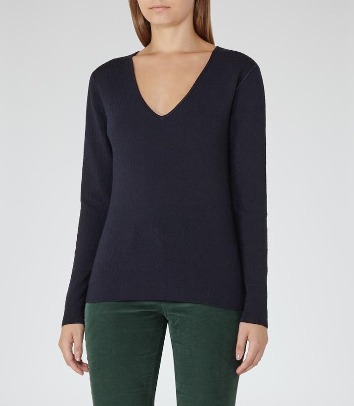 Reiss Bess - Womens Textured Jumper In Blue, Size S