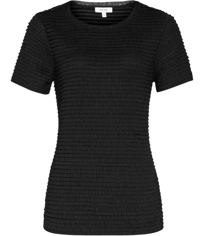 Reiss Rewe - Womens Textured T-shirt In Black, Size Xs