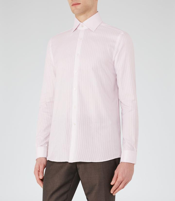 Reiss Couture - Striped Cotton Shirt In Pink, Mens, Size Xs