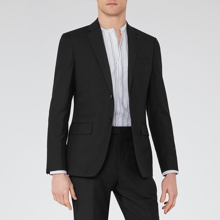Reiss James - Mens Stripe Grandad Collar Shirt In White