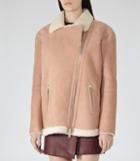 Reiss Pacy - Womens Shearling Aviator Jacket In Pink, Size S