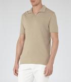 Reiss Clark - Open Neck Polo Shirt In Brown, Mens, Size Xs