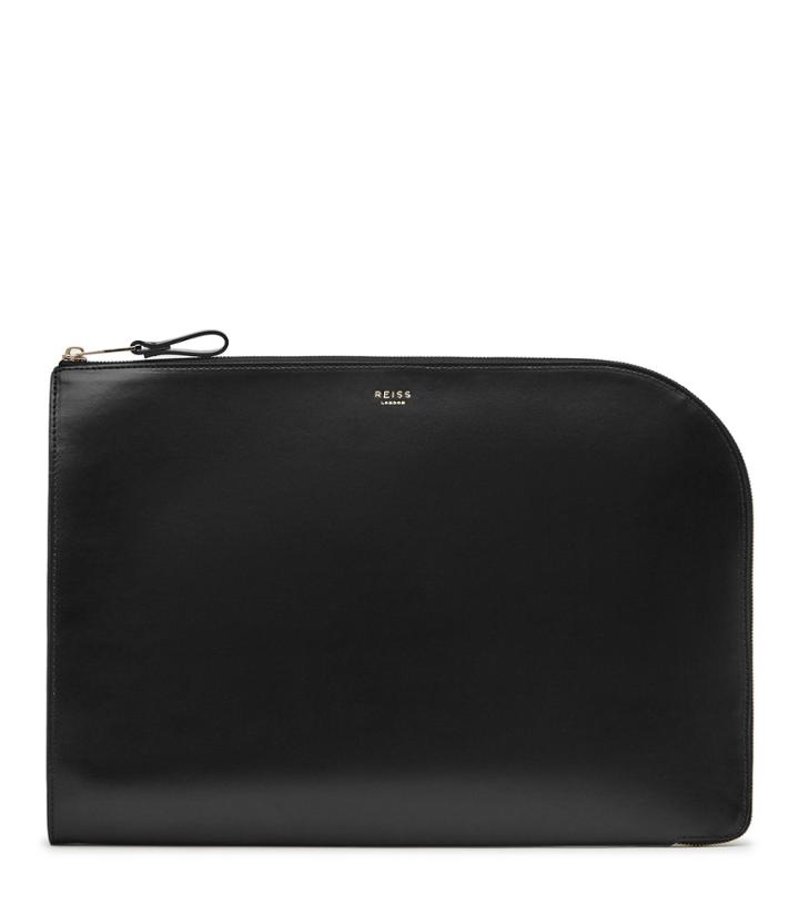 Reiss Mayfield - Mens Leather Zip Pouch In Black