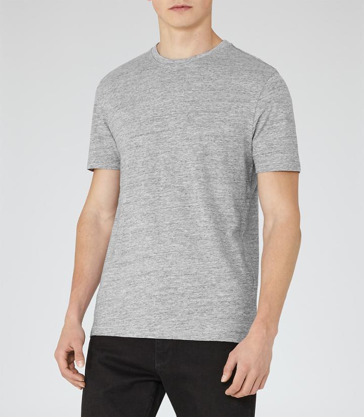 Reiss Mayers - Mens Flecked Crew-neck T-shirt In Grey, Size S
