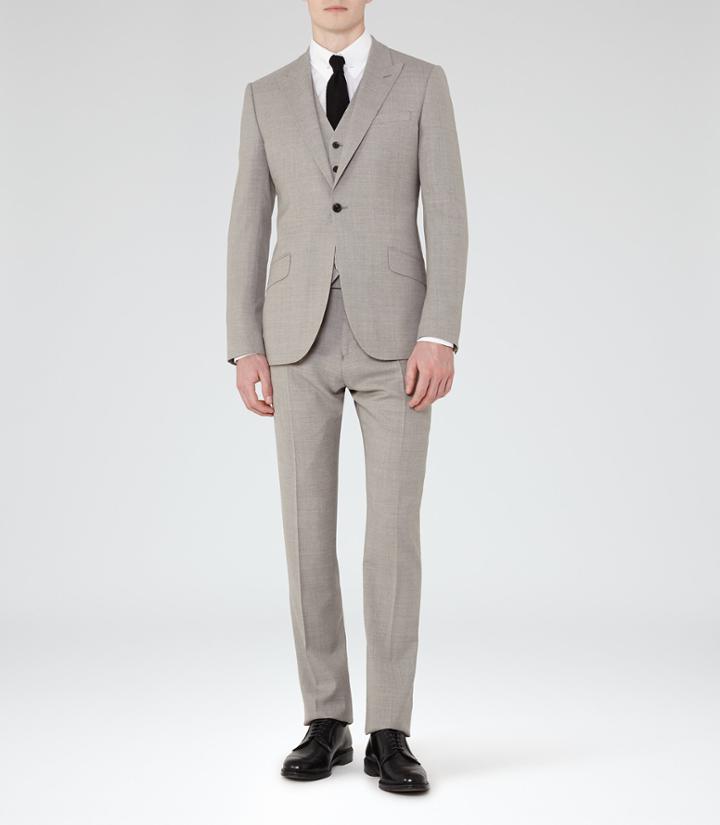 Reiss Jones - Wool Three Piece Suit In Grey, Mens, Size 36