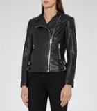 Reiss Shelby - Womens Leather Biker Jacket In Black, Size 6