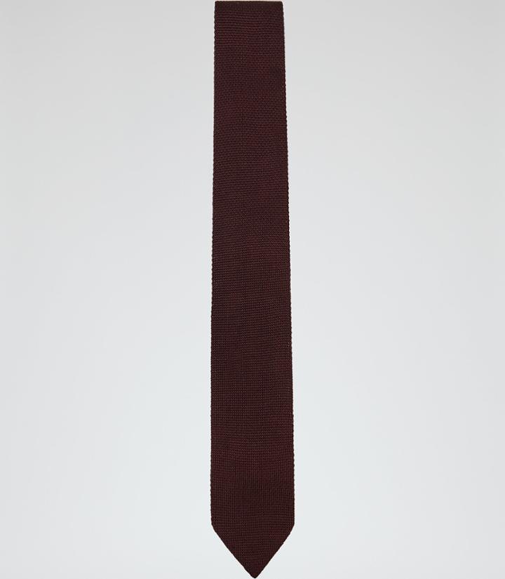 Reiss Canter - Mens Knitted Silk Tie In Red, Size One Size