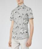 Reiss Monet - Mens Floral Print Shirt In Brown, Size Xs