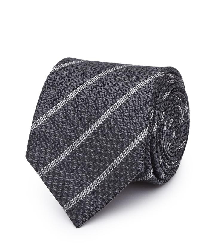 Reiss Weston - Striped Silk Tie In Grey, Mens