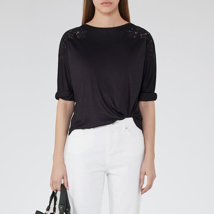 Reiss Ashleigh - Womens Embroidery Detail Top In Blue