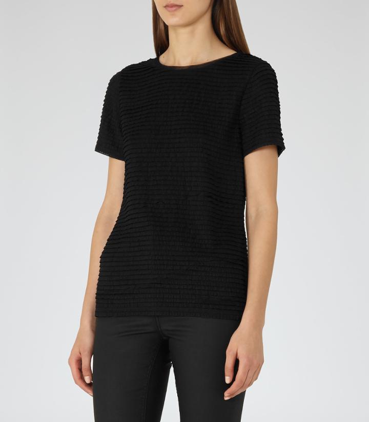 Reiss Rewe - Womens Textured T-shirt In Black, Size S