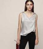 Reiss Coraline - Silk Front Tank Top In Grey, Womens, Size Xs