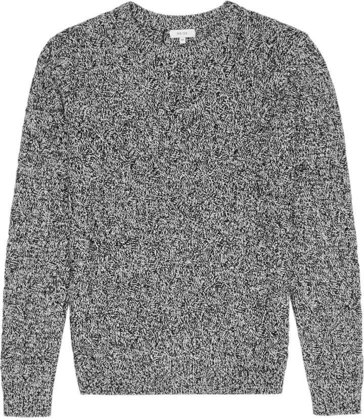Reiss Panther - Mens Cable Knit Jumper In Black, Size Xs