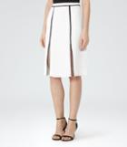 Reiss Ennis - Slit-front Midi Skirt In White, Womens, Size 0