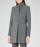 Reiss Bell - Satin-edge Coat In Green, Womens, Size 2