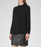Reiss Marissa - Womens Lace Trim Shirt In Black, Size 4