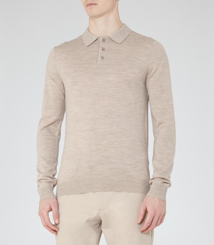 Reiss Mansion - Merino Wool Polo Shirt In Brown, Mens, Size M