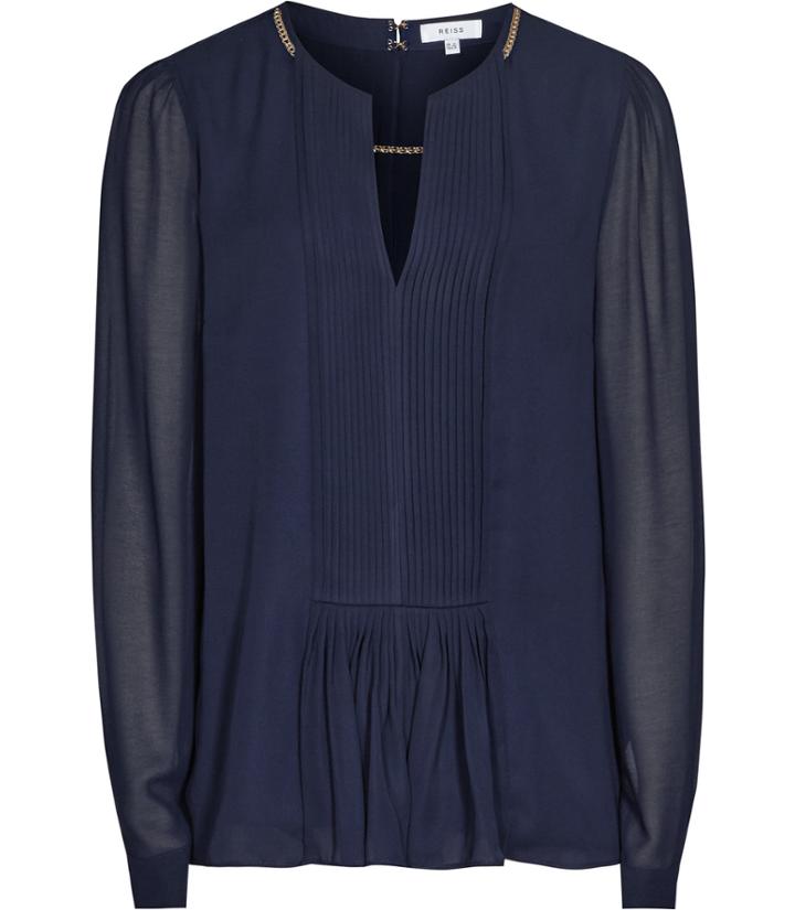 Reiss Inda - Womens Chain-detail Top In Blue, Size 4