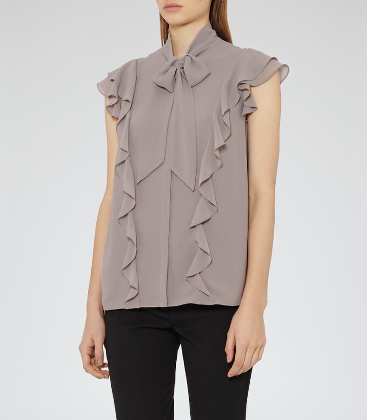 Reiss Yasmine - Ruffle-detail Top In Red, Womens, Size 0