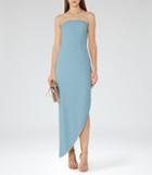 Reiss Rima - Strapless Asymmetric Maxi Dress In Blue, Womens, Size 0