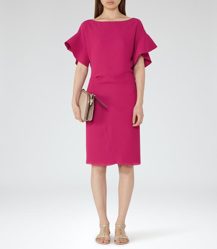 Reiss Manila - Womens Peplum-sleeve Dress In Red, Size 4