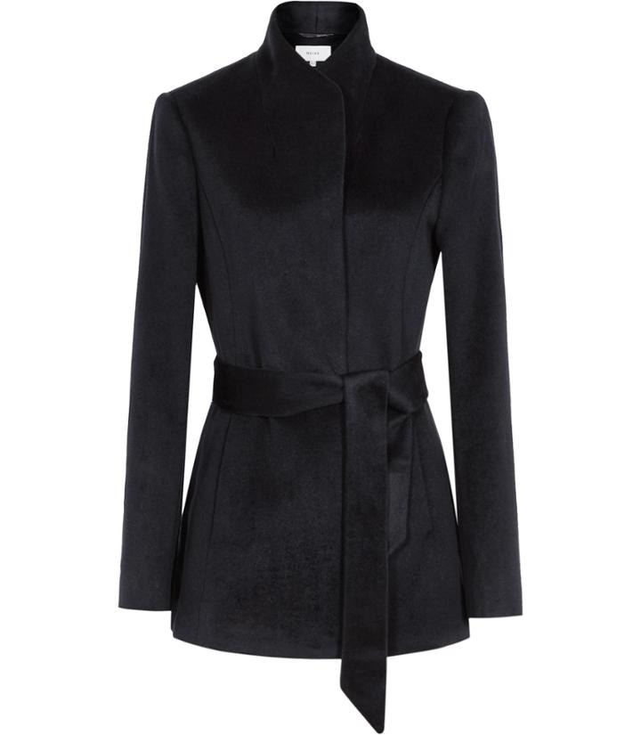Reiss Reema - Womens Belted Jacket In Blue, Size 4