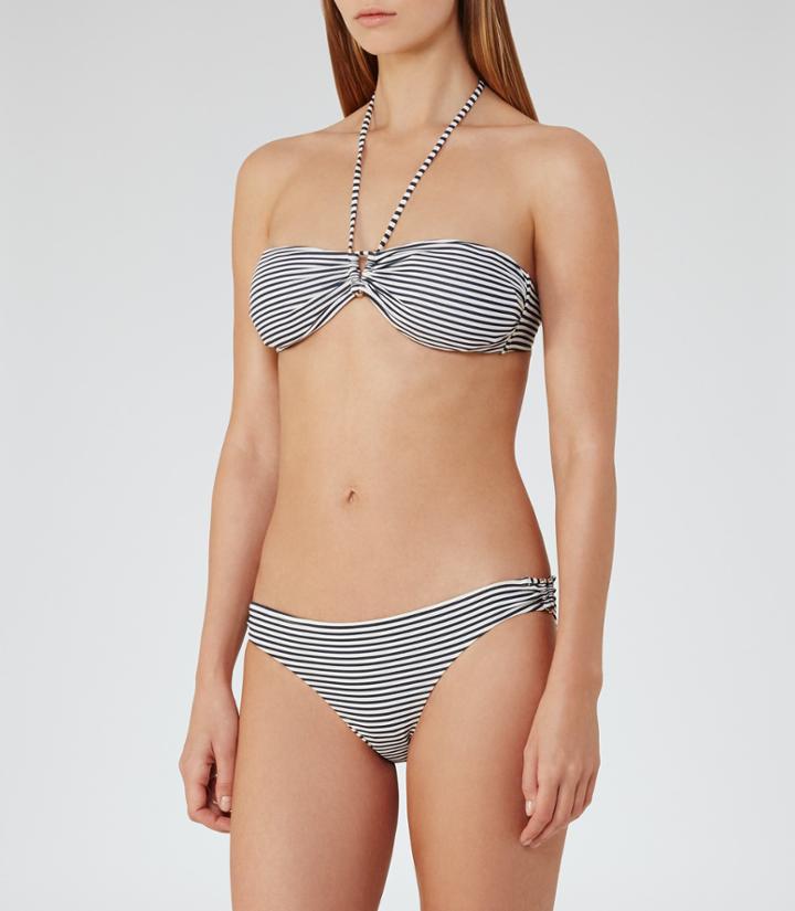 Reiss Bermuda Stripe T - Bandeau Bikini Top In White, Womens, Size S