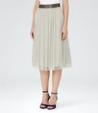 Reiss Crystal - Womens Tulle Midi Skirt In Brown, Size 6