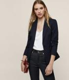 Reiss Tilda - Textured Single-breasted Blazer In Blue, Womens, Size 0