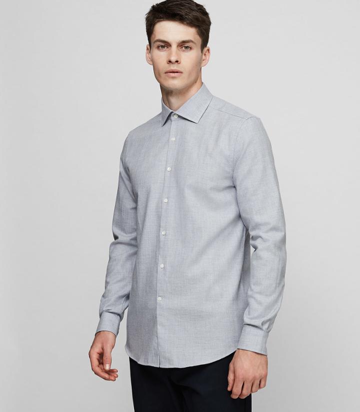 Reiss Leonardo - Cotton And Cashmere Shirt In Blue, Mens, Size S