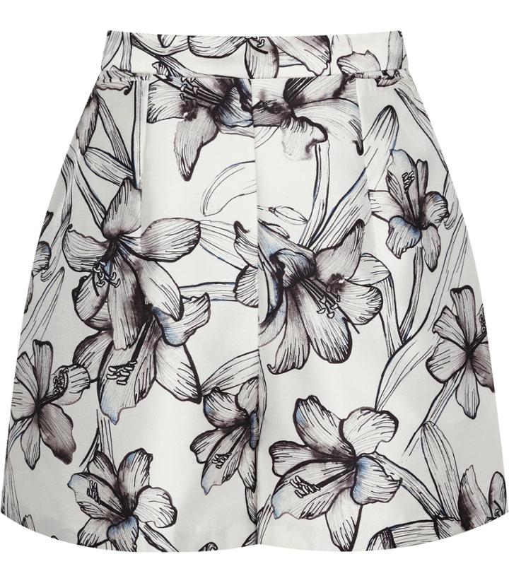 Reiss Caggie - Womens Printed Shorts In Cream, Size 4