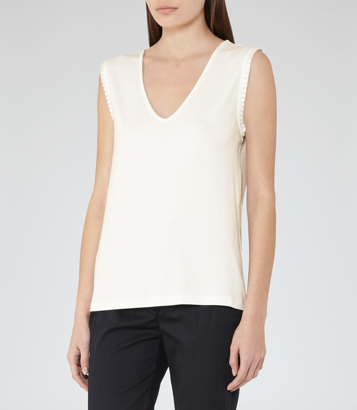 Reiss Sophia - Sleeve-trim Tank Top In White, Womens, Size Xs