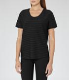 Reiss Alvie - Womens Metallic-stripe T-shirt In Black, Size S