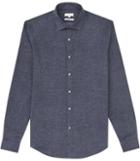 Reiss Bleu - Mens Textured Slim Shirt In Blue, Size Xs