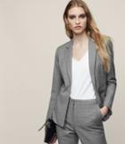 Reiss Austin Jacket - Longline Single-breasted Blazer In Grey, Womens, Size 4