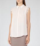 Reiss Tobias - Lace-trim Shirt In Pink, Womens, Size 8