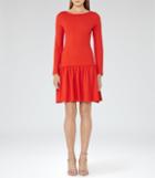 Reiss Agnes - Womens Drop-waist Jersey Dress In Orange, Size 6