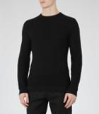 Reiss Windmill - Mens Textured Crew Neck Jumper In Black, Size Xs