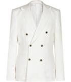 Reiss Pope B - Mens Linen Double-breasted Blazer In White, Size 36